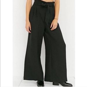 High palazzo wide leg tie flare trouser pants